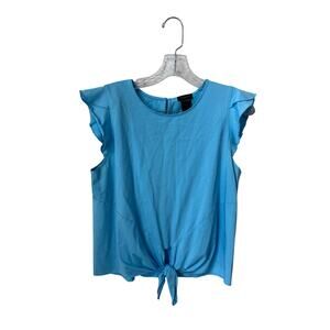 Ann Taylor Factory Blue 100% Cotton Knot Tie Top Size Medium